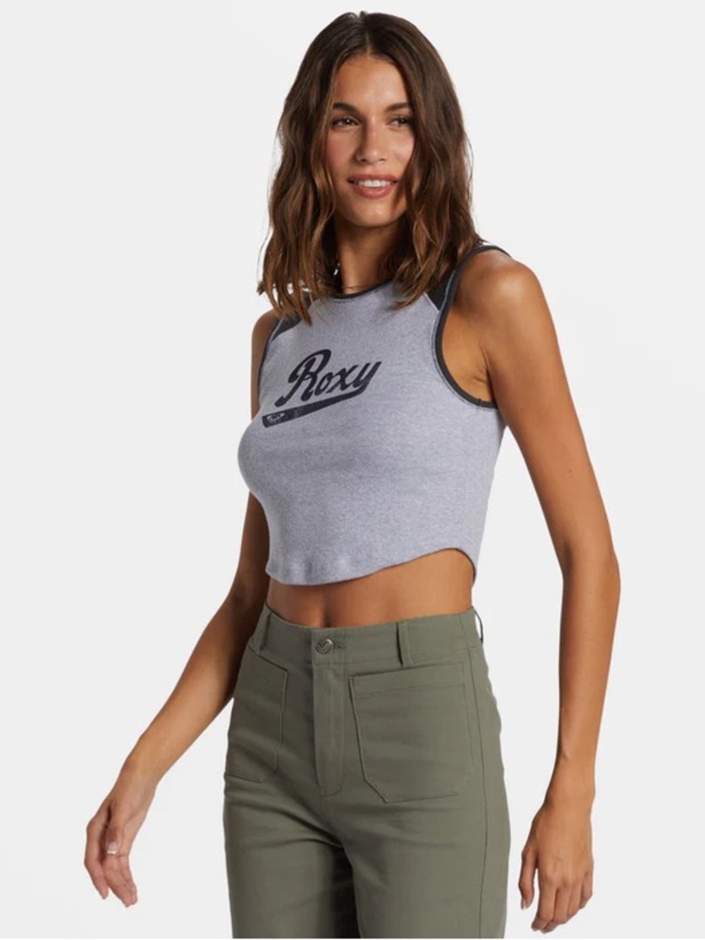 Roxy • NWT Gray Crop Tank Top - Women's Sleeveless Rib Knit